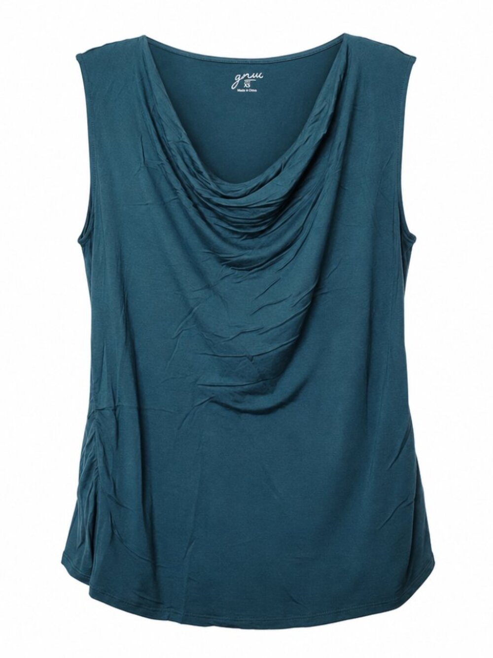GNW Plus Size Romantic Classy Stretchy Green Drape Neck Sleeveless Blouse Top 2X